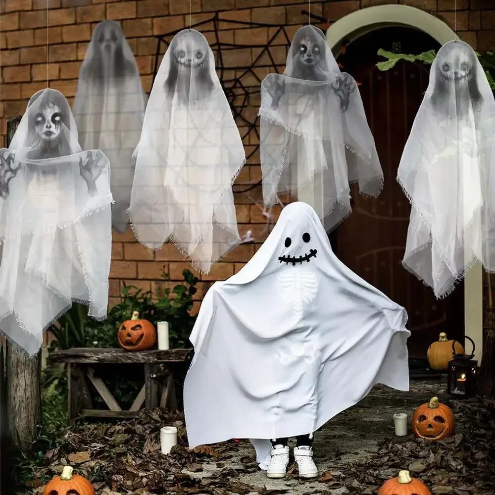 Floating Ghost Garland Halloween Decoration Creepy Fabric Ghost Party Supplies
